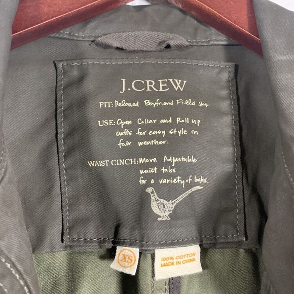 J. Crew Resin Coated Twill Field Olive Green Jacket XS Women’s - Picture 12 of 15